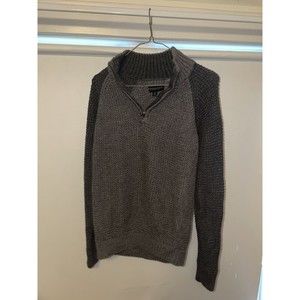 AEROPOSTALE GRAY COLORBLOCK 1/4 ZIP PULLOVER SWEATER MENS SIZE M